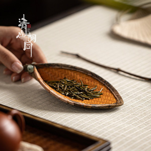 Bamboo Woven <b>Tea</b> Scoop Oval Shape Handmade Retro <b>Tea</b> <b>Set</b> Accessory For Kung Fu <b>Tea</b> - Product Image 1