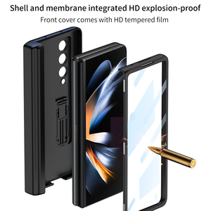 Pour Samsung Z <span class=keywords><strong>Fold</strong></span> <span class=keywords><strong>4</strong></span> étui à stylo en cuir uni étui de téléphone Protection tout compris housse de téléphone magnétique pour Samsung <span class=keywords><strong>Fold</strong></span> <span class=keywords><strong>4</strong></span> - Product Image 5