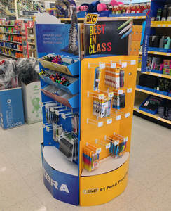 Expositor de Cartón Corrugado Promocional para Piso, Expositor de Bolígrafos, Papelería de Oficina, Expositor de Artículos <span class=keywords><strong>Escolares</strong></span> - Product Image 1