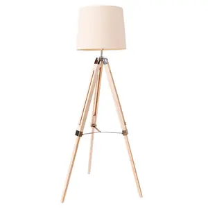 Lampu Berdiri Lantai Lampu Penerangan Antik Klasik, Tripod Tiga Kaki Kayu Industri Retro