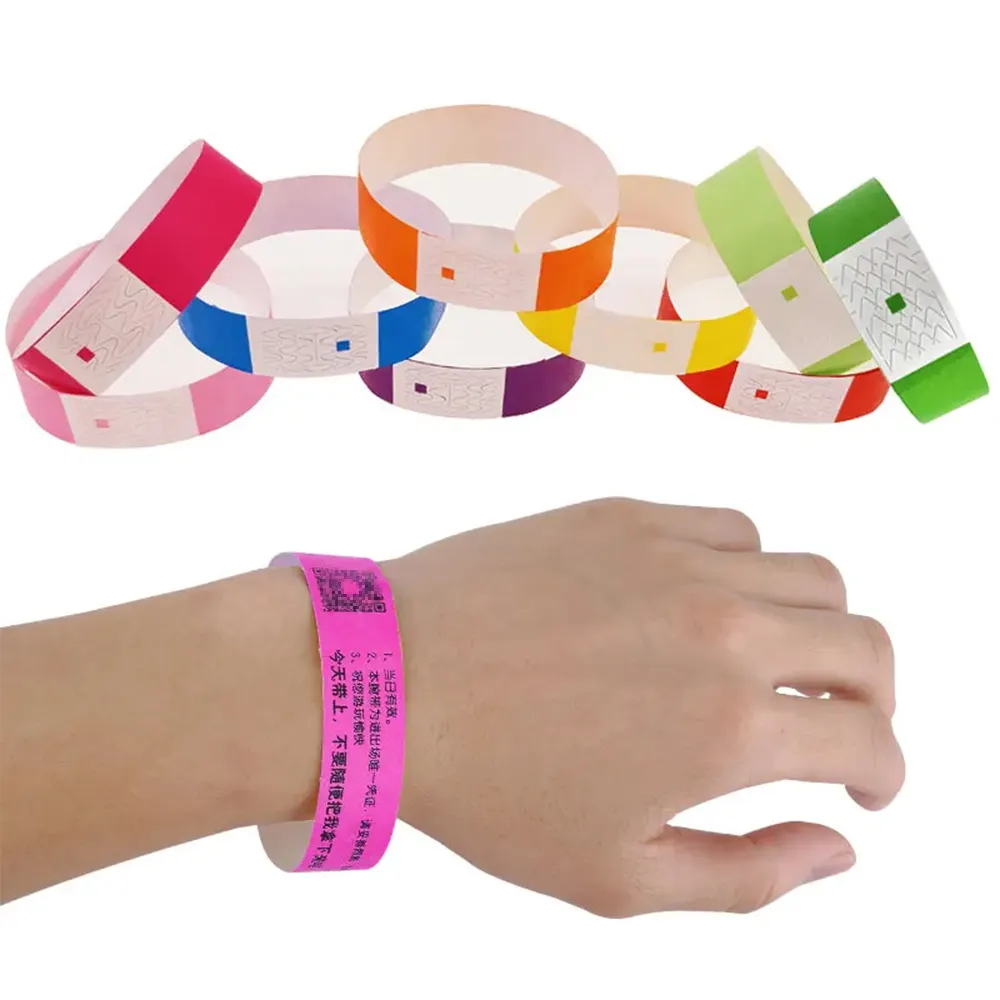 Individuelle Papier-Armbänder Armbänder für Veranstaltungen leichte Konzertrundarmbänder farbiges wasserdichtes YIP-Armband