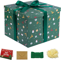 Boîte cadeau rigide de Noël personnalisée avec logo, couvercle et nœud en ruban de satin pour les acheteurs en gros de magasins de détail de produits de Noël