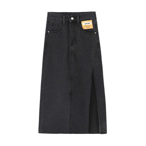 Nouvelle Robe <span class=keywords><strong>Crayon</strong></span> Midi Longue Rétro pour Femme, <span class=keywords><strong>Jupe</strong></span> <span class=keywords><strong>en</strong></span> <span class=keywords><strong>Jean</strong></span> Fendue Couleur Unie avec Fermeture Éclair et Bouton, <span class=keywords><strong>Taille</strong></span> <span class=keywords><strong>Haute</strong></span> pour Adultes - Product Image 5