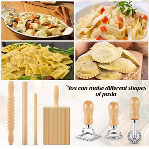 Fabricant de pâtes et cuisine bricolage cadeau pâtes faisant ensemble d'outils bois Macaroni planche rouleau à pâtisserie coupe-pâtes ravioli timbre - Product Image 4