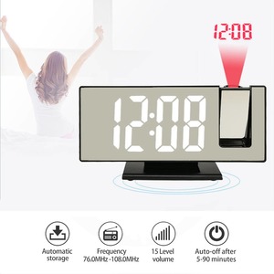 Nuevo diseño Tiempo + Temperatura USB Plug-In Reloj despertador digital Snooze Reloj de mesa Proyector Reloj LED