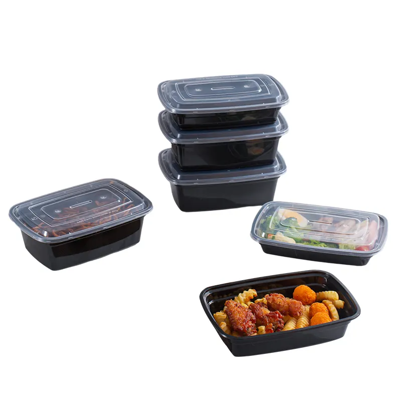 Récipient alimentaire en plastique jetable micro-ondable stockage des aliments conteneurs de préparation de repas 25oz 33oz 42oz 50oz boîte en plastique rectangle 1-3L