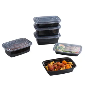 Plastic Voedselcontainer Wegwerp Magnetronopslag Maaltijdprepakcontainers 25Oz 33Oz 50Oz Plastic Doos Rechthoek 1-3l