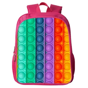 2021 OEM工厂3D打印彩虹色推泡泡书包青少年笔记本背包女孩Eva儿童背包书包