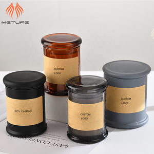 Barattolo <span class=keywords><strong>di</strong></span> <span class=keywords><strong>vetro</strong></span> vuoto da 7 once nero grigio ambra opaco con coperchio piatto sigillato in <span class=keywords><strong>vetro</strong></span> barattolo <span class=keywords><strong>di</strong></span> <span class=keywords><strong>vetro</strong></span> personalizzato per candele profumate - Product Image 2