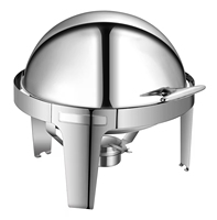 Réchaud à nourriture en acier inoxydable de luxe, équipement de service de buffet, traiteur, réchaud à alcool rond doré de 6 l, chauffe-plat à vendre