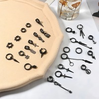 Pendientes Unisex de Moda Estilo Punk con Circonita y Baño de Oro Real sobre Acero Inoxidable Magnético, Novedad Transfronteriza