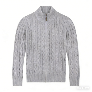 Suéter de Punto para Hombre, Estilo Polo, Bordado, de Algodón de Lujo, con Cierre Completo, Casual, Personalizado, Estilo <span class=keywords><strong>Ralph</strong></span> <span class=keywords><strong>Lauren</strong></span> - Product Image 3