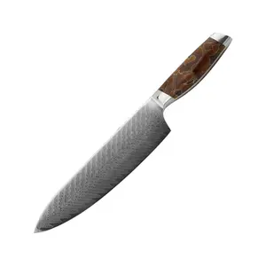 Cuchillo de Chef de acero damasco, 10 pulgadas, 67 capas