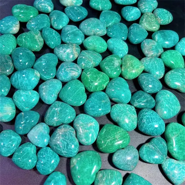 gemstone carving cute crystals healing crafts natur green blue amazonite heart shaped stone for wedding gift