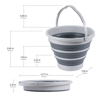 Seau pliable en silicone 10L 15L pour lavage, pêche, camping, plage, seau à eau pliable en plastique 10 litres