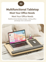 Bureau d'ordinateur portable de style décontracté pour les genoux, bureau de lit pour se détendre, et table d'étude compacte pour balcons ou dortoirs.