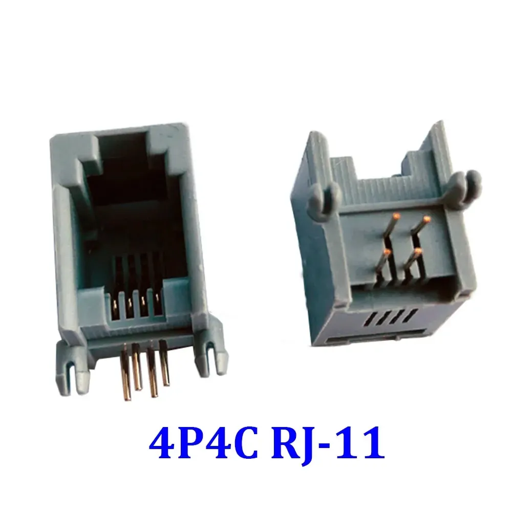 RJ11 telefon soketi gri 4P4C 6P4C 6P6C fiş yatay dik açı 4P4C 4-pin dişi soket