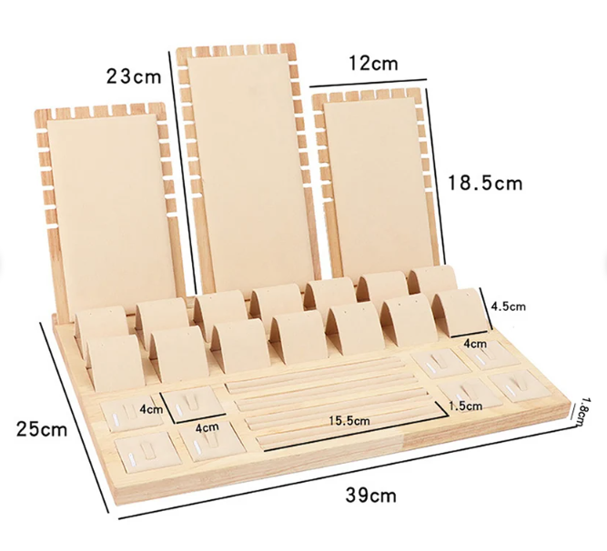 Apache Ring Jewelry Packaging Velvet Display Stand Set Tray Earring Necklace Bust Prop Custom Wood Luxury Jewelry Display Stand — view 6