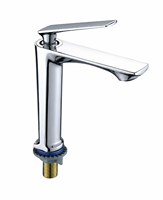 Robinet de lavabo moderne en alliage de zinc à montage sur plancher, monotrou, monocommande, finition chromée, eau froide, pour projets