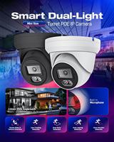 Kamera IP POE Turret Mini Smart Dual Light 8MP dengan Deteksi AI Manusia dan Kendaraan, Mikrofon Internal, Sudut Lebar 2.8mm, Kamera Keamanan CCTV