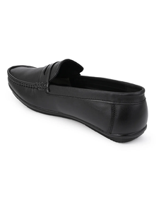 Mocassins en cuir véritable noir pour hommes, élégants, confortables, faciles à enfiler, chaussures décontractées et habillées - Product Image 5