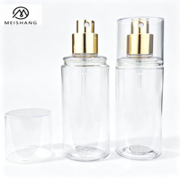 Bouteille en PET cylindrique ronde de 150 ml, 200 ml, 250 ml, couleur personnalisée, transparente, avec pulvérisateur à brume fine et pulvérisateur à sertir pour parfum