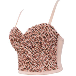 Corsetto da donna <span class=keywords><strong>con</strong></span> strass perla Bustier Crop Top <span class=keywords><strong>reggiseno</strong></span> Music Festival Club Party Glitter Cropped Top - Product Image 5