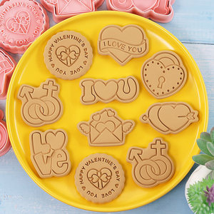 Lixsun 8 pièces <span class=keywords><strong>emporte</strong></span>-pièces saint <span class=keywords><strong>valentin</strong></span> amour Fondant moules à biscuits Cookie Embosser moule gâteau décoration outils de cuisson - Product Image 2