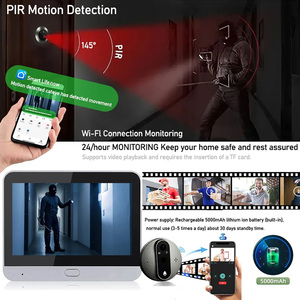 3MP Wifi lổ nhìn trộm máy ảnh kỹ thuật số Door Viewer 5000mAh Pin PIR phát hiện chuyển động IR Alexa Google cuộc sống thông minh tuya video chuông cửa - Product Image 2