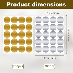 Autocollants ronds de 1 pouce dorés et argentés, autocollants à gratter auto-adhésifs avec revêtement métallique pour cartes DIY et prix de fête - Product Image 2