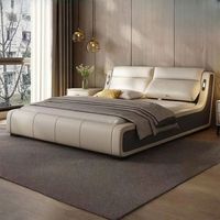 2025 Dernière conception 1.8m King Queen Bed Lit en cuir multifonctionnel avec tête de lit de rangement Lit de rangement électrique