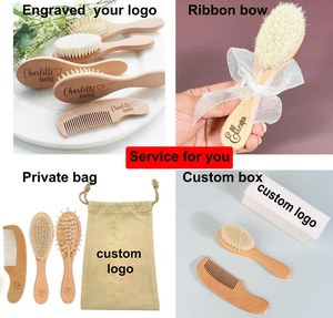 Eco Friendly Custom Natural <strong>Soft</strong> Goat <strong>Bristles</strong> Baby <strong>Hair</strong> <strong>Brush</strong> for Newborn Wooden Baby <strong>Brush</strong> and Comb Set - Product Image 3
