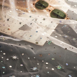 Tessuto in Tulle Trasparente con Paillettes Scintillanti 100% Poliestere per Decorazioni Matrimoniali, Abiti e Gonne - Product Image 6