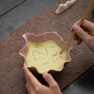 Kit de bol en céramique en forme de feuille de lotus pour rituel matinal conscient, outil de préparation professionnel en <span class=keywords><strong>bambou</strong></span> naturel durable - Product Image 3