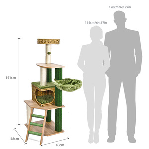 Sang trọng lớn mèo cây nhà máy mới màu xanh lá cây nhà máy thiết kế mây mèo căn hộ phần còn lại nền tảng võng thang cầu thang mèo cây - Product Image 2