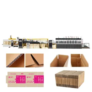 Automatic Corrugated Board High Speed Carton Printing Slotting Gluing Boxes Bundling Production Linkage Line