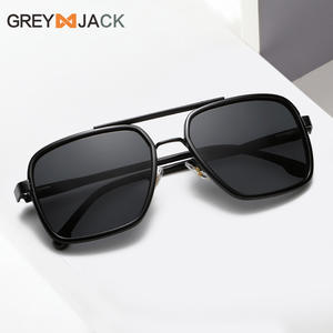 Lunettes de soleil carrées Greyjack, monture en métal noir TR, verres TAC, protection UV400, lunettes de soleil unisexes tendance - Product Image 4