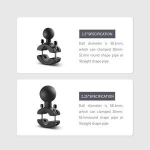 VINmounts Base poignée aluminium 2,25" boule, pour tubes ronds 30–51mm, compatible bras RAM type D double douille 2,25" - Product Image 2