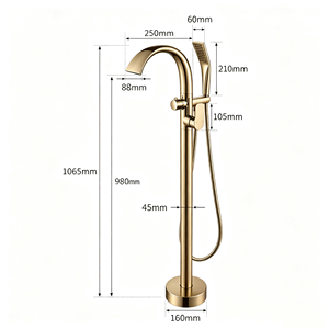 Colonne de douche autoportante d'extérieur en laiton noir mat avec douchette pluie pour piscine, jardin, plage - Product Image 2