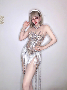 Style européen américain Sexy diamant paillettes gland combinaison Performance porter pour femmes <span class=keywords><strong>chanteuses</strong></span> danseuses Bar Hot Dance - Product Image 3