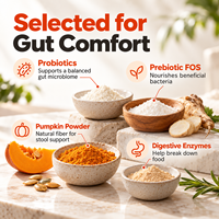 En stock : Friandises à mâcher molles probiotiques pour chiens, à base de Lactobacillus, Bacillus, FOS et Citrouille, pour la flore intestinale et le soutien des selles.