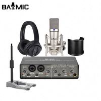 Micrófono de Condensador USB OEM, Set de Podcasting de Escritorio, Equipo de Grabación de Estudio, Cancelación de Ruido, Altavoces de Monitor de 5 Pulgadas