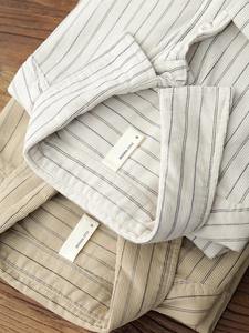 <span class=keywords><strong>Camisa</strong></span> de manga larga con rayas verticales de <span class=keywords><strong>pana</strong></span> para hombre, <span class=keywords><strong>camisa</strong></span> informal holgada de color <span class=keywords><strong>beige</strong></span> Vintage para primavera - Product Image 3