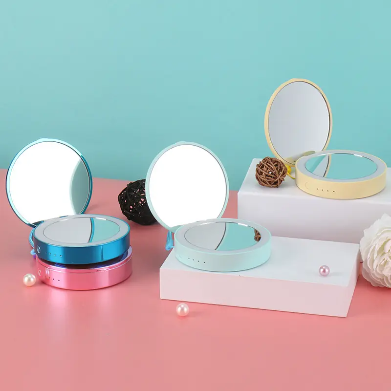 2022 alimentatore Mobile 12 pezzi specchi a LED per specchio per trucco qualità superiore Bling nuovo stile piccolo specchio a Led cosmetico
