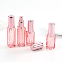 Flacon pulvérisateur carré en verre 4ml 5ml 10ml rechargeable, atomiseur à fine brume rose pour emballage cosmétique et parfum