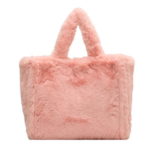 Sacs fourre-tout <span class=keywords><strong>en</strong></span> fausse <span class=keywords><strong>fourrure</strong></span> duveteuse et moelleuse, sacs à bandoulière pour le rangement, les voyages et le shopping, sacs à main doux et moelleux pour l'hiver et les adolescents - Product Image 3