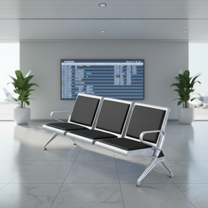 مقعد انتظار حديث ثلاثي المقاعد من الجلد الصناعي والمعدن - تصميم مريح ومتين للاستخدام في الصالات الرياضية والمستشفيات والمكاتب - Product Image 5