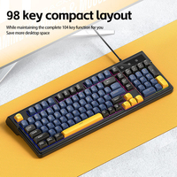 Teclado TWOLF T13 Negro Azul con Cable, Retroiluminación RGB Tricolor, Teclado para Juegos y Oficina, Periférico de Computadora para Windows