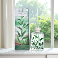 Diffuseur de parfum au thé blanc Lovali en gros, 200 ml, emballage artistique de feuilles de thé de qualité supérieure, flacon transparent, aromathérapie