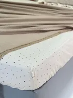 Ensemble de draps en coton à volants, motif imprimé cœur, 400TC, biologique, écologique, avec sac cadeau - Cadeau de déménagement, cadeau pour la fête des mères